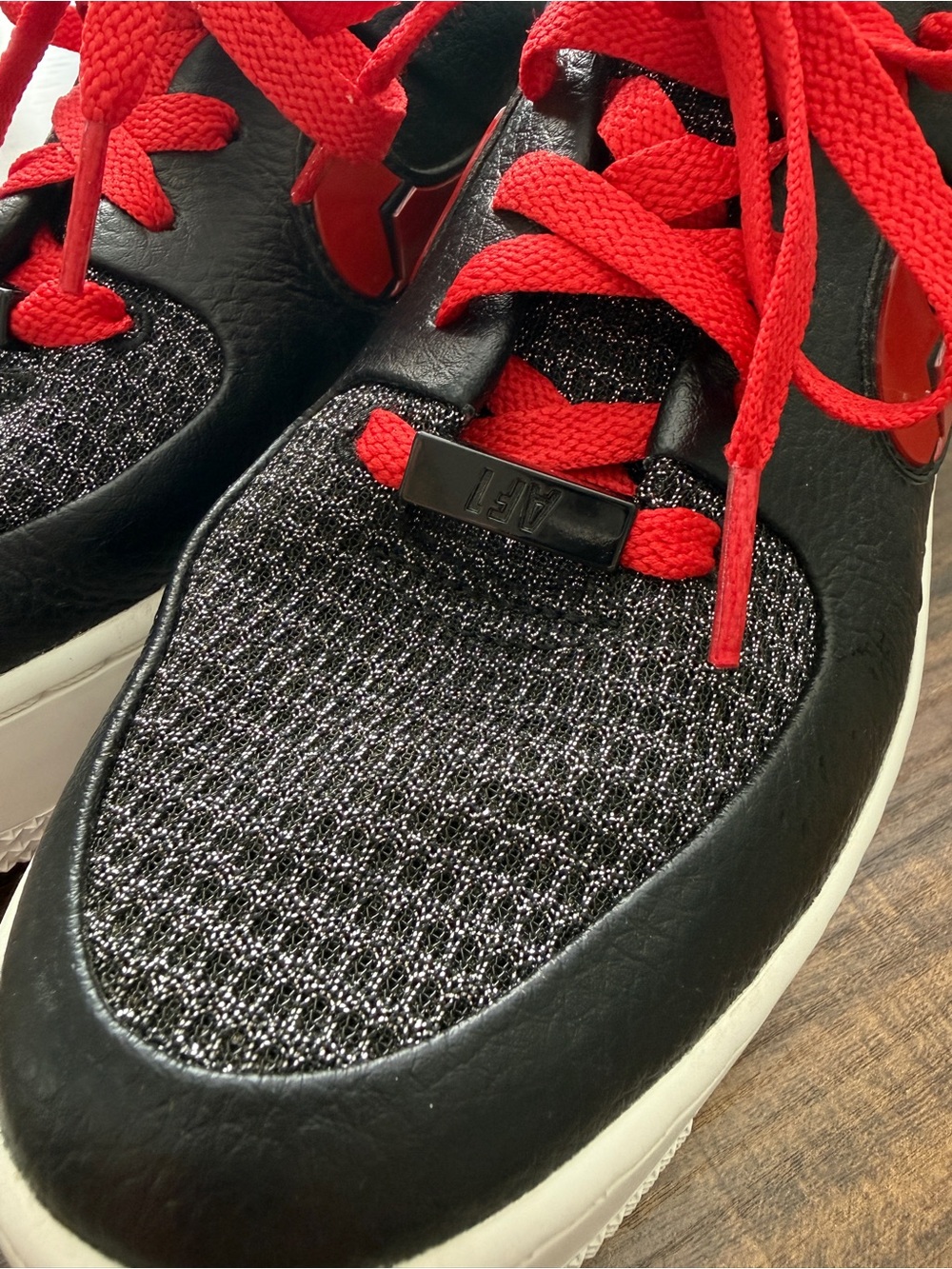 Nike Air Force 1 Sage Low Platform Sneakers Black Red Women’s Size 7 sample - Picture 4 of 10